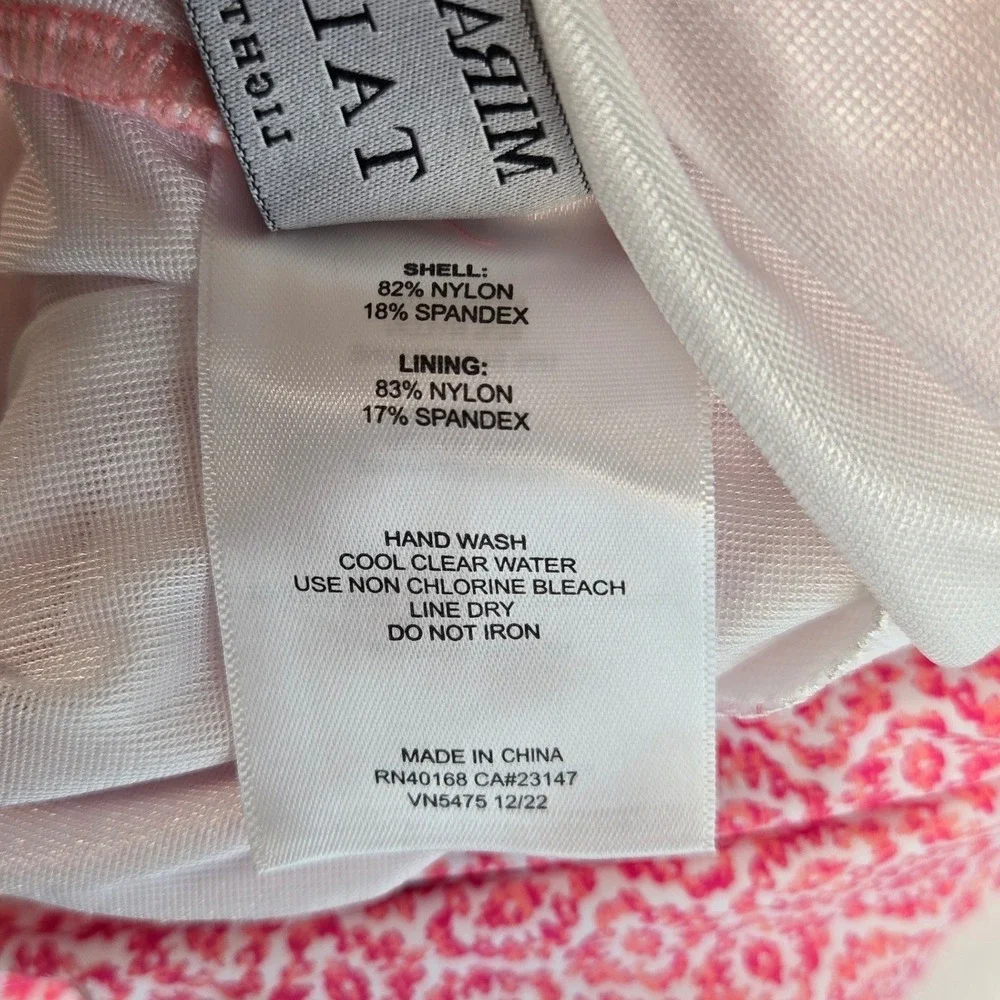 Talbots x Miraclesuit Pink Cabana Batik Geo Tankini Swim Top Only Size 6